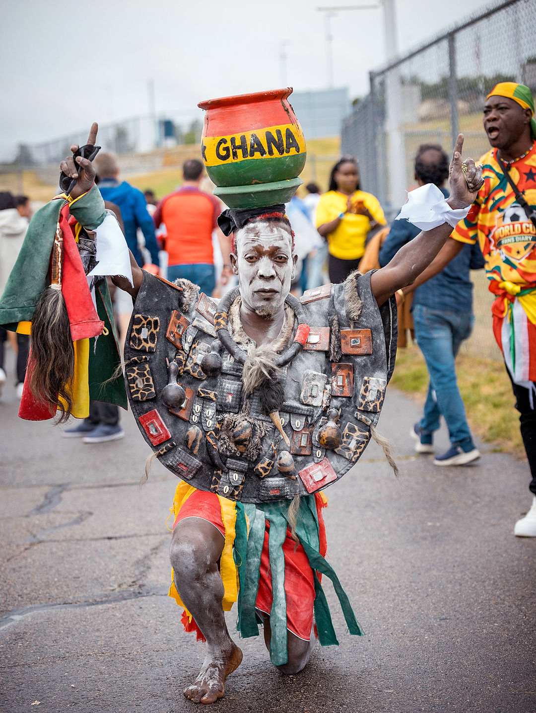 Traditional Ghanaian performer in full regalia at the World Cup