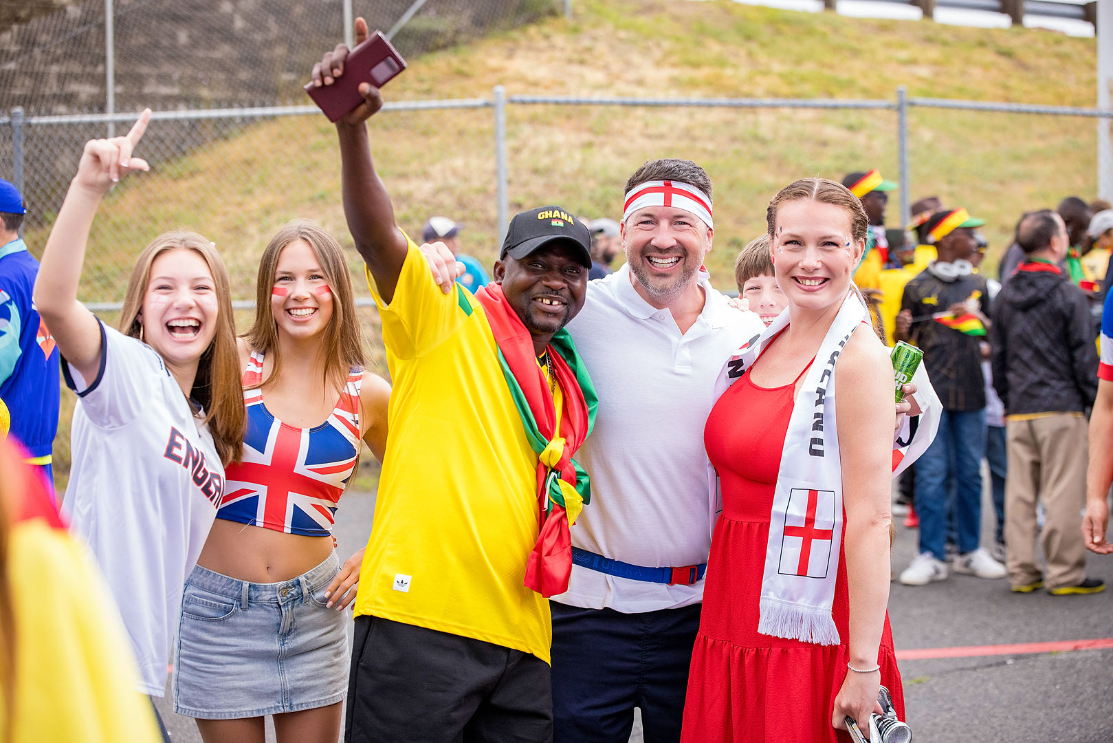 Ghana and England fans together before the match