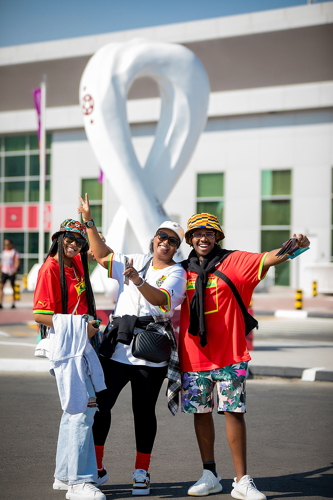 Fans at FIFA sculpture