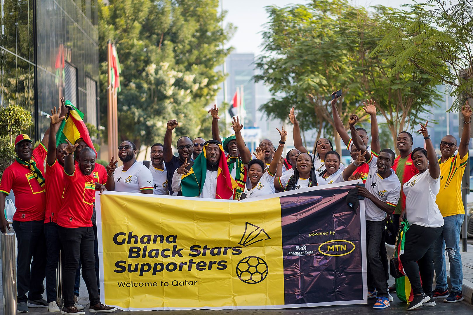 Ghana fans celebrating at the World Cup